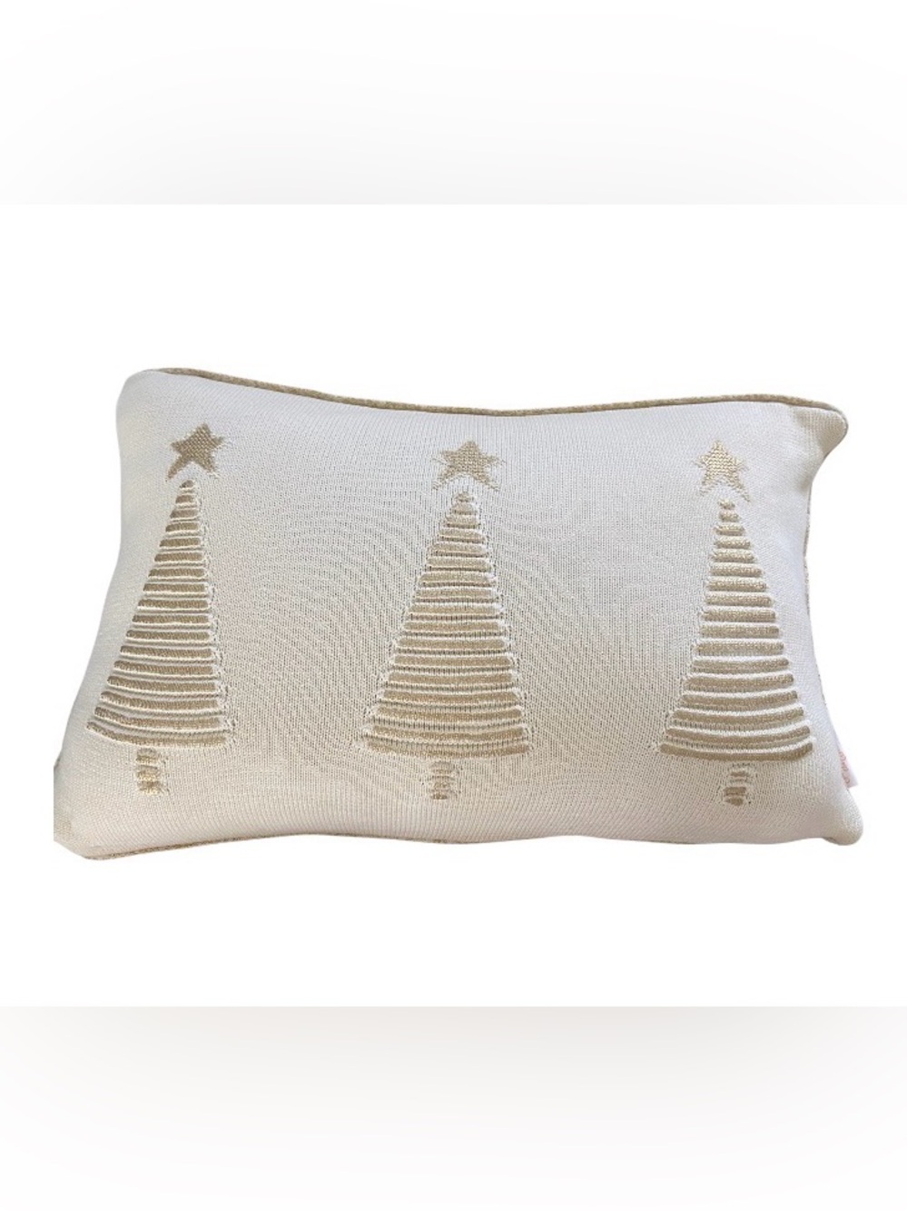 Holiday Tree Embroidered Decorative Throw Pillow - Cream set of 2 ,17x 24